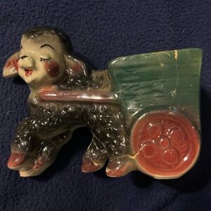 PRICE REDUCED! Rare Antique 1940’s Lamb and Cart Herb Planter